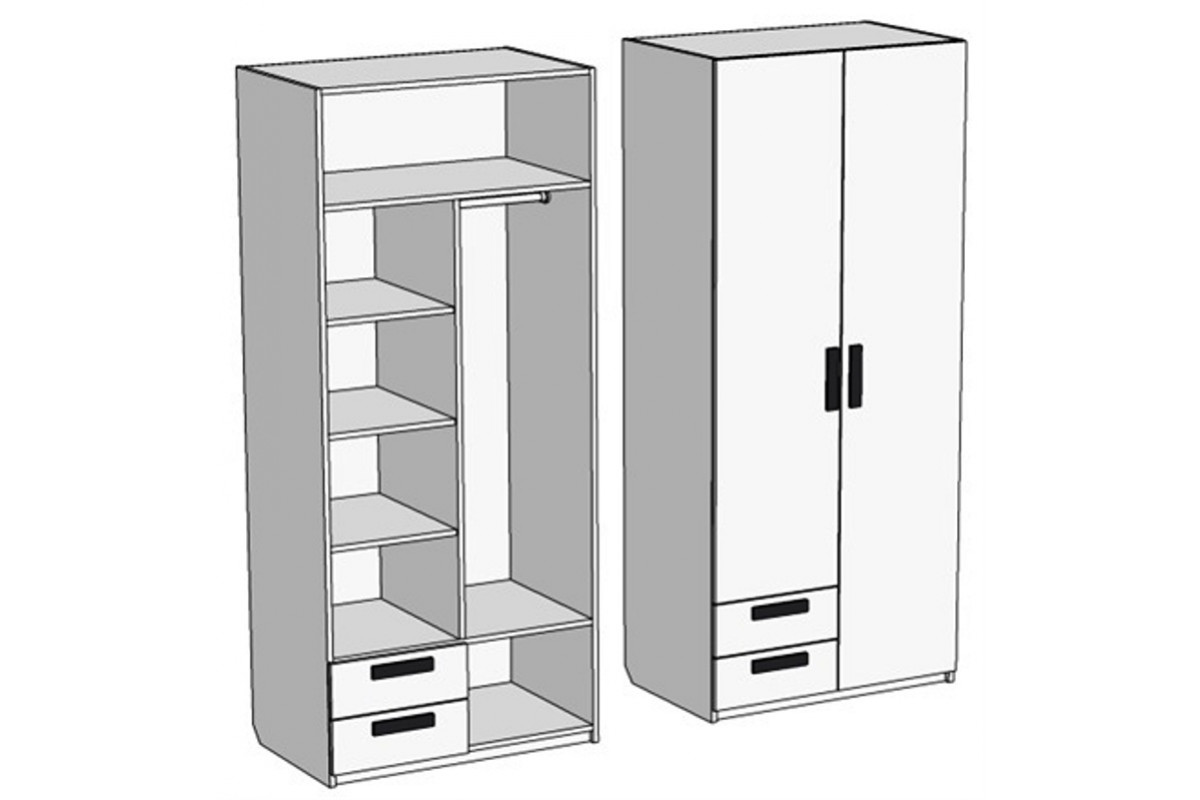 2 дверный шкаф с 2 ящиками