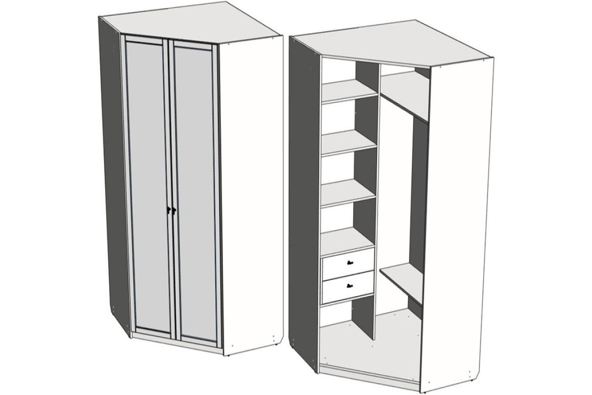 Шкаф угловой 2 дв модуль Ларго-1