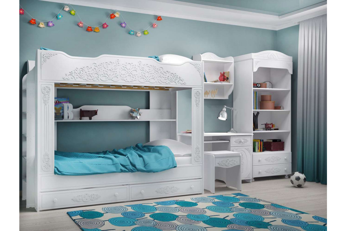Интерьер детской комнаты с двухъярусной кроватью