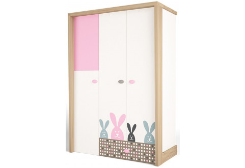 Детская мебель Шкаф трехдверный Mix Bunny розовый