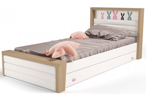 Детская мебель Кровать с ящиком для хранения и мягким изножьем Mix Bunny розовый