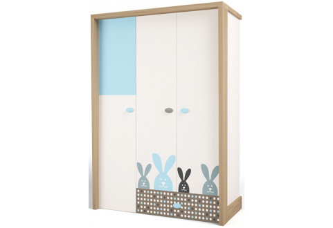 Детская мебель Шкаф трехдверный Mix Bunny голубой