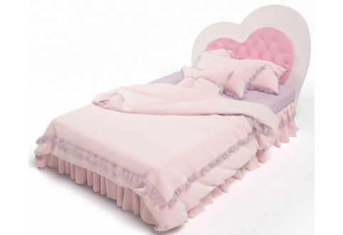 Детская мебель Кровать с мягким изголовьем стразами и подъемным механизмом Lovely 
