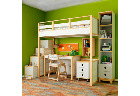 Детская мебель Комплект мебели с кроватью-чердаком и стеллажом Робин Лайт