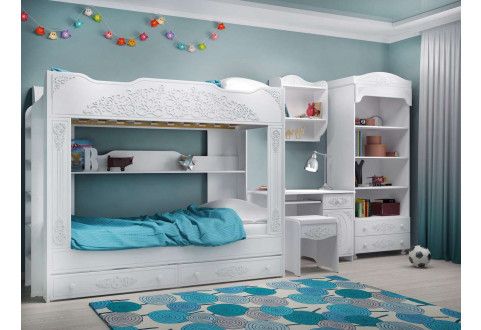 Детская мебель Комплект детской мебели с двухъярусной кроватью Ассоль