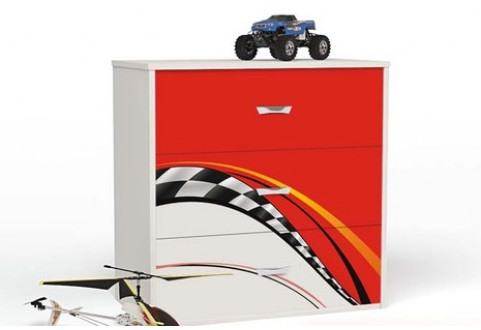 Детская мебель Комод с тремя ящиками La-Man красный