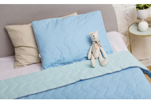 Детская мебель Комплект синий кант покрывало и чехол на подушку