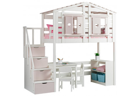 Детская мебель Кровать-чердак с лестницей-комодом Тимберика Кидс