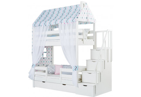 Детская мебель Кровать двухъярусная c лестницей-комодом Тимберика Кидс