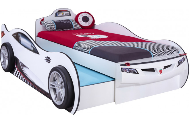 Кровать-машина с выдвижной кроватью белая Coupe