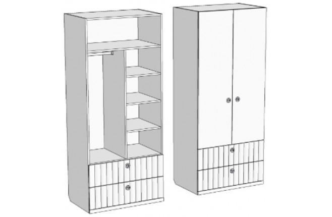 Шкаф двухдверный с двумя ящиками Velvet