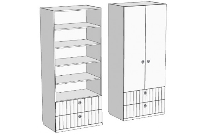 Шкаф двухдверный с двумя ящиками Velvet