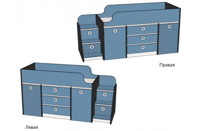Кровать-чердак с системой хранения Mini print