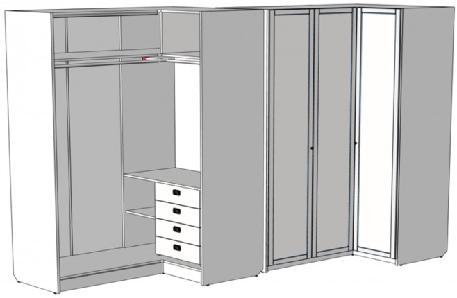 Шкаф-гардероб с четырьмя внутренними ящиками Calypso