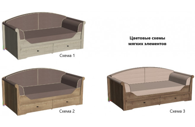 Кровать-диван с изогнутой спинкой Calypso wood