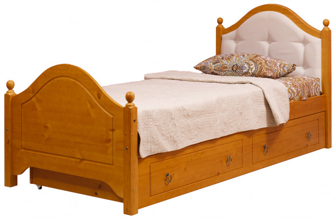 Кровать мягкая с изножьем и ящиками Кая