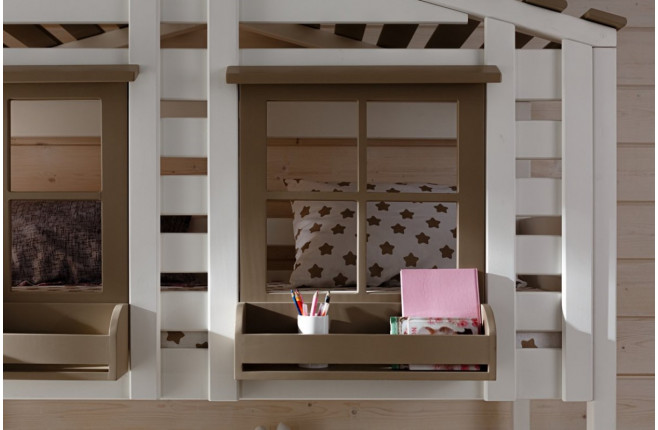 Кровать двухъярусная с крышей и лесенкой комодом Тимберика Кидс